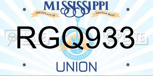 RGQ933 Mississippi License Plate