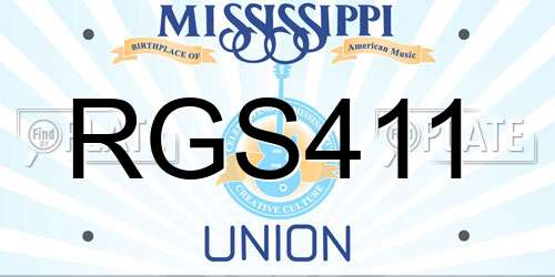 RGS411 Mississippi License Plate