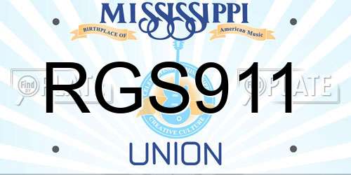 RGS911 Mississippi License Plate