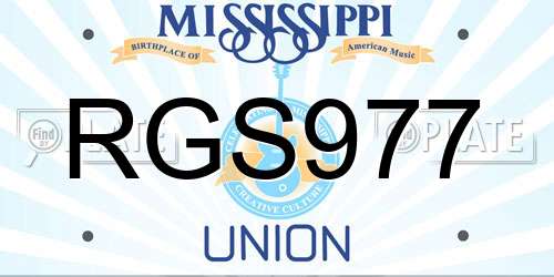 RGS977 Mississippi License Plate