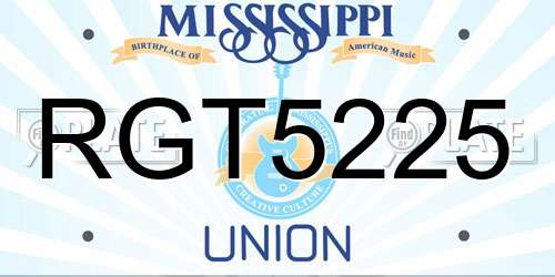 RGT5225 Mississippi License Plate