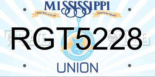 RGT5228 Mississippi License Plate