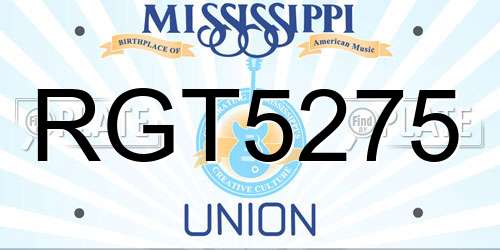 RGT5275 Mississippi License Plate