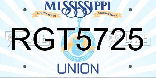 RGT5725 Mississippi License Plate