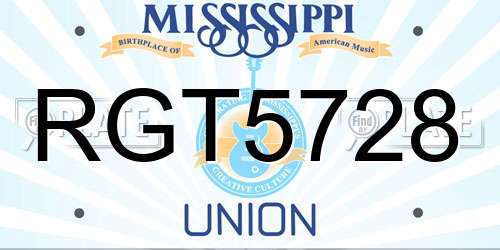 RGT5728 Mississippi License Plate