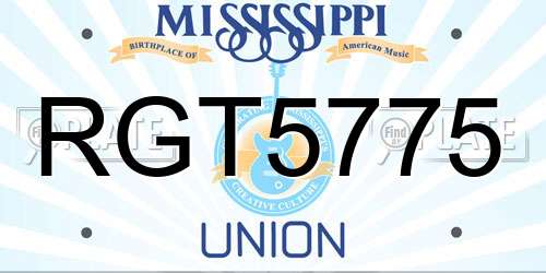 RGT5775 Mississippi License Plate