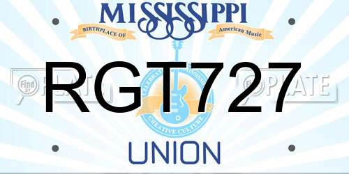 RGT727 Mississippi License Plate
