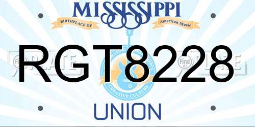 RGT8228 Mississippi License Plate