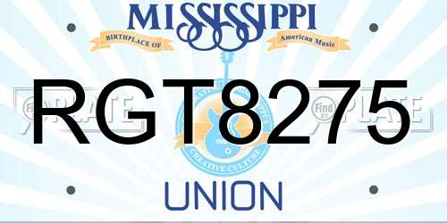 RGT8275 Mississippi License Plate