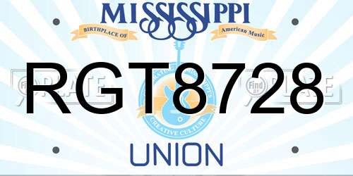 RGT8728 Mississippi License Plate