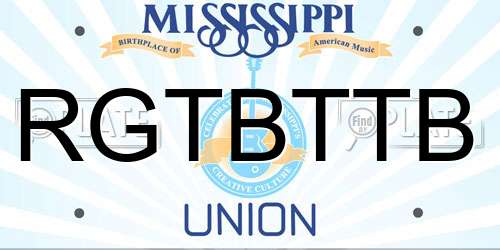 RGTBTTB Mississippi License Plate