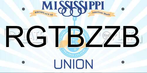 RGTBZZB Mississippi License Plate