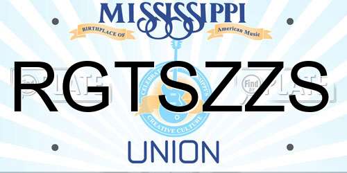 RGTSZZS Mississippi License Plate