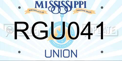 RGU041 Mississippi License Plate