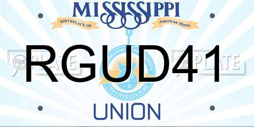 RGUD41 Mississippi License Plate