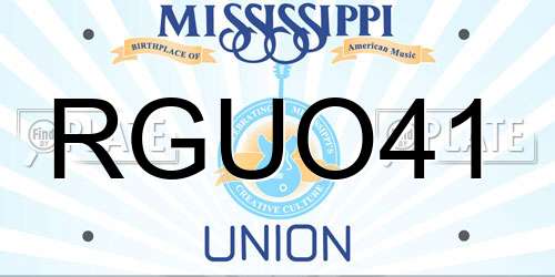 RGUO41 Mississippi License Plate