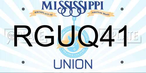 RGUQ41 Mississippi License Plate