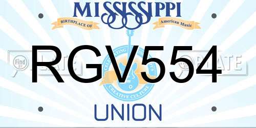 RGV554 Mississippi License Plate