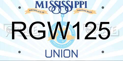 RGW125 Mississippi License Plate
