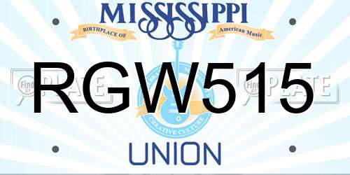 RGW515 Mississippi License Plate