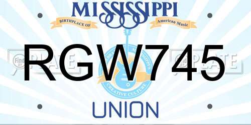 RGW745 Mississippi License Plate