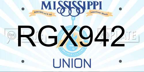 RGX942 Mississippi License Plate