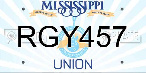 RGY457 Mississippi License Plate