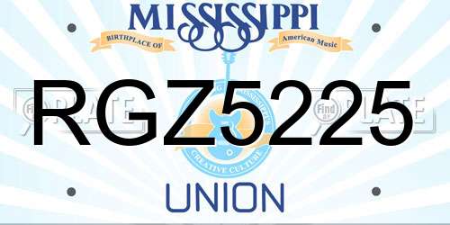 RGZ5225 Mississippi License Plate