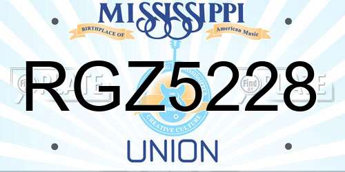 RGZ5228 Mississippi License Plate