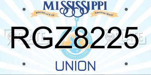 RGZ8225 Mississippi License Plate