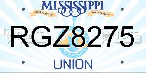 RGZ8275 Mississippi License Plate