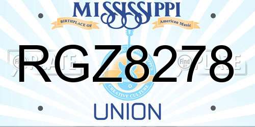 RGZ8278 Mississippi License Plate