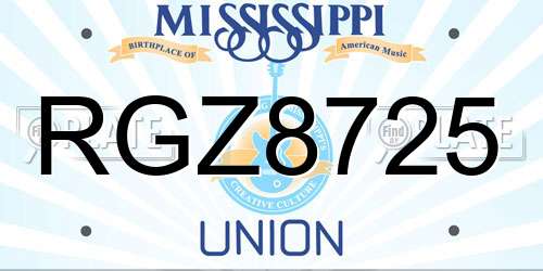 RGZ8725 Mississippi License Plate