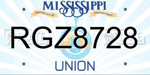 RGZ8728 Mississippi License Plate