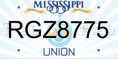 RGZ8775 Mississippi License Plate