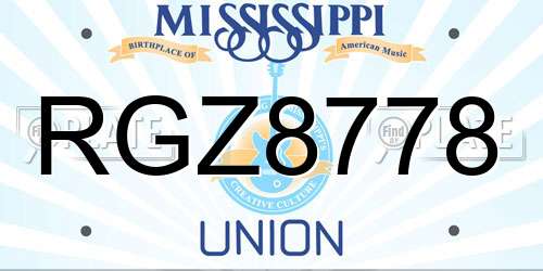 RGZ8778 Mississippi License Plate