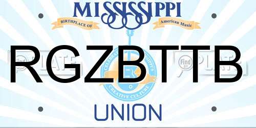 RGZBTTB Mississippi License Plate