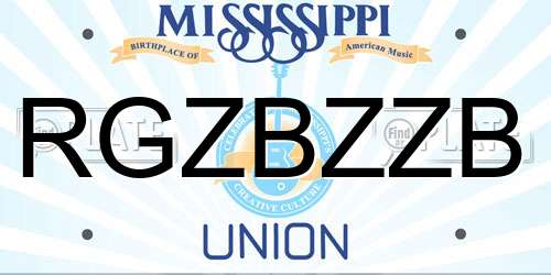 RGZBZZB Mississippi License Plate