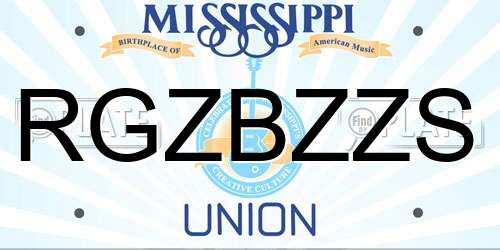 RGZBZZS Mississippi License Plate