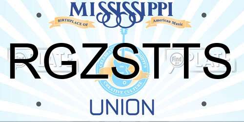 RGZSTTS Mississippi License Plate