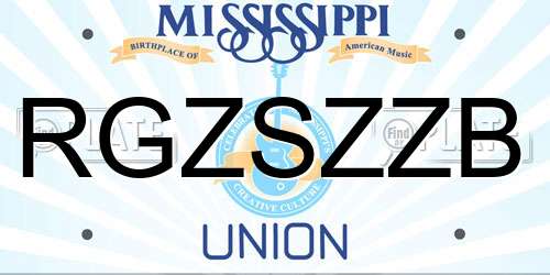 RGZSZZB Mississippi License Plate