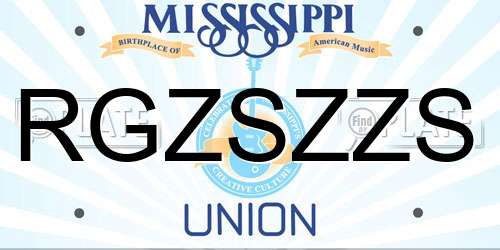 RGZSZZS Mississippi License Plate