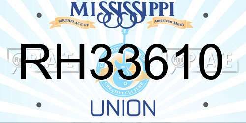 RH33610 Mississippi License Plate