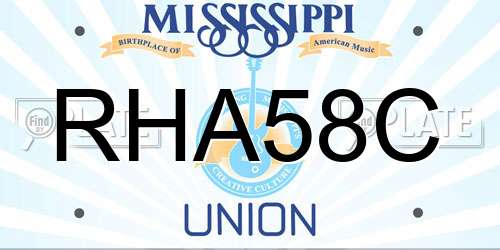 RHA58C Mississippi License Plate
