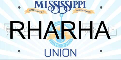 RHARHA Mississippi License Plate