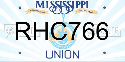 RHC766 Mississippi License Plate