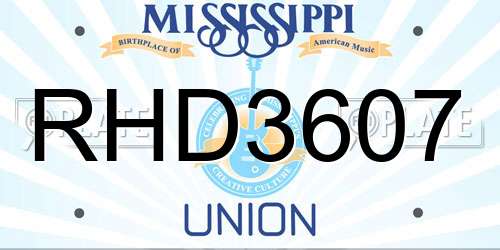 RHD3607 Mississippi License Plate
