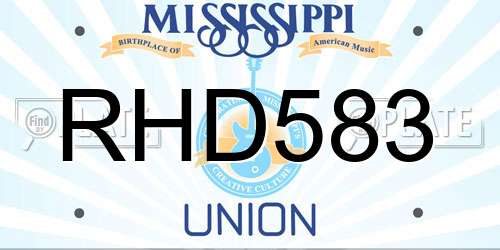 RHD583 Mississippi License Plate