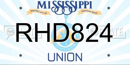 RHD824 Mississippi License Plate