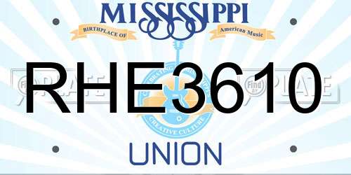 RHE3610 Mississippi License Plate